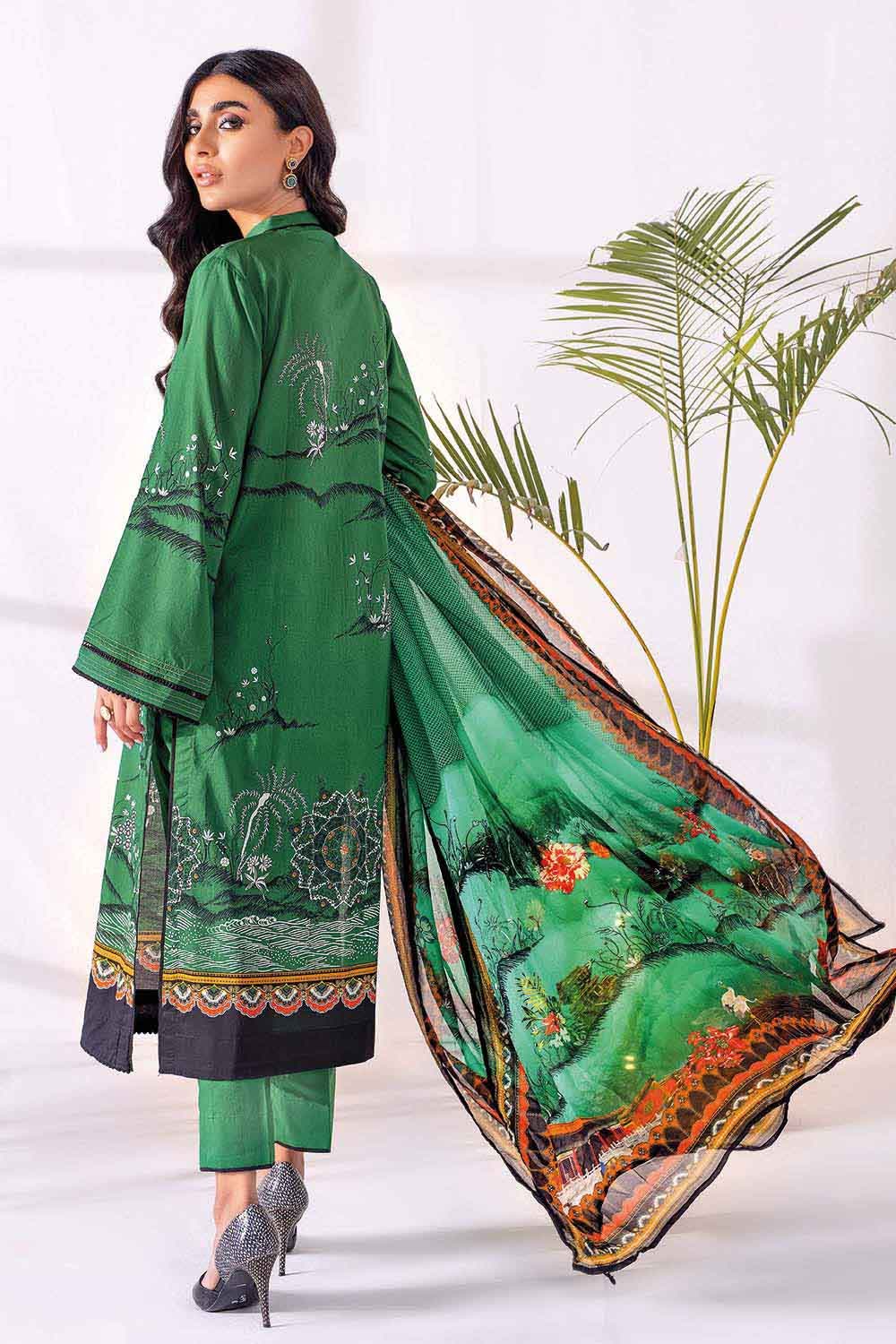 Gul Ahmed Summer 2022 · Premium Collection – 3PC Embroidered Lawn Suit With Digital Printed Chiffon Dupatta BM-168 - Image 3
