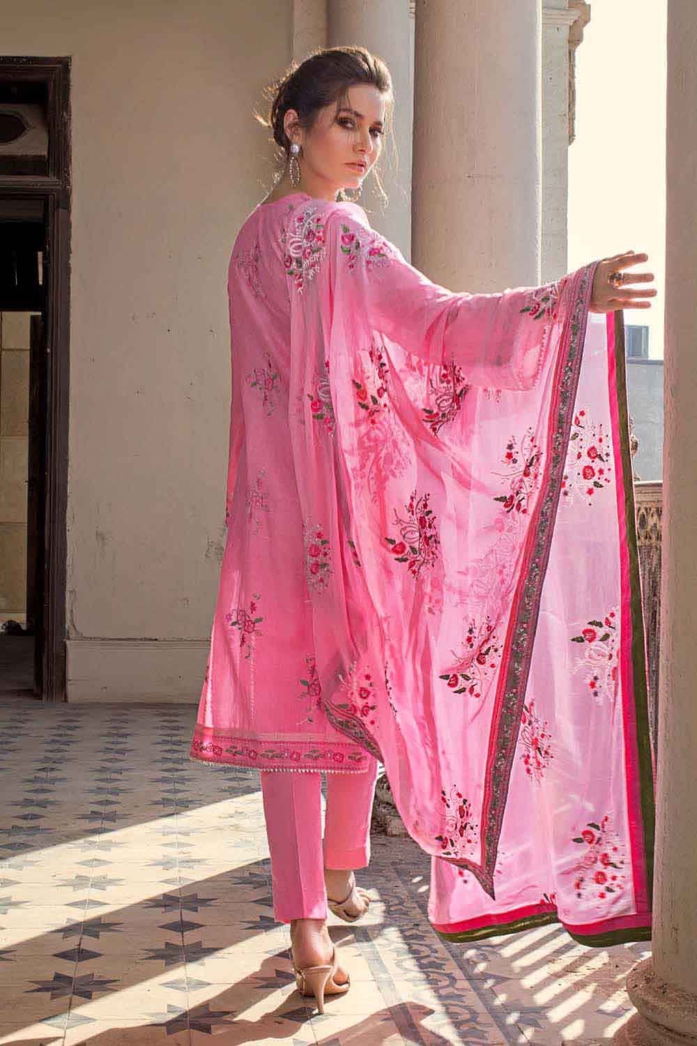 Gul Ahmed Summer 2022 · Premium Collection – 3PC Embroidered Lawn Suit With Embroidered Chiffon Dupatta PM-12021 - Image 3