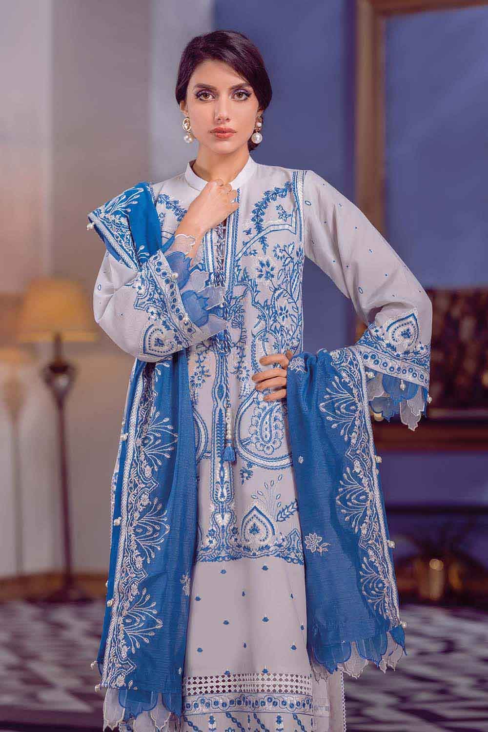 Gul Ahmed Summer 2022 · Premium Collection – 3PC Swiss Voile Embroidered Suit LSV-22006 - Image 3