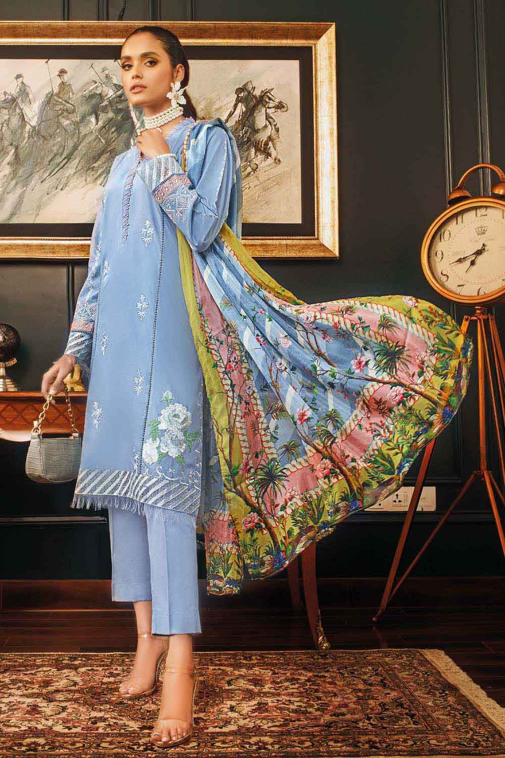 Gul Ahmed Summer 2022 · Premium Collection – 3PC Tissue Silk Dupatta With Lawn Suit SSM-12006 - Image 3
