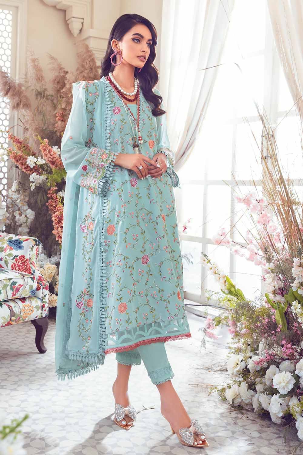Gul Ahmed Summer 2023 - Premium Collection – 3PC Embroidered Swiss Voile Suit With Embroidered Chiffon Dupatta LSV-32004