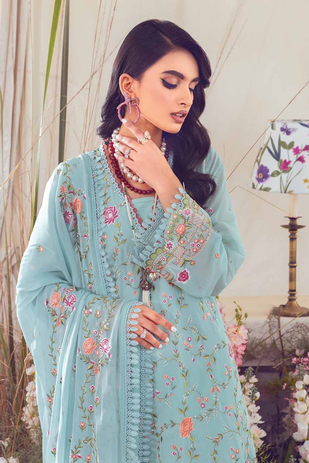 Gul Ahmed Summer 2023 - Premium Collection – 3PC Embroidered Swiss Voile Suit With Embroidered Chiffon Dupatta LSV-32004 - Image 5