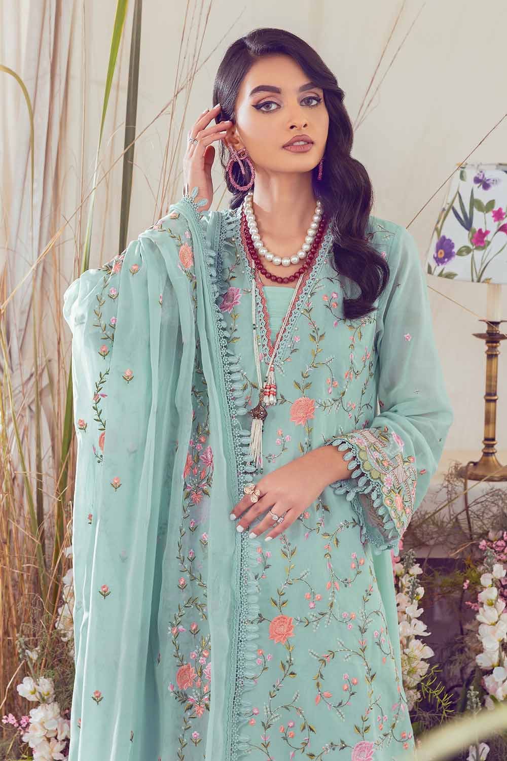 Gul Ahmed Summer 2023 - Premium Collection – 3PC Embroidered Swiss Voile Suit With Embroidered Chiffon Dupatta LSV-32004 - Image 6