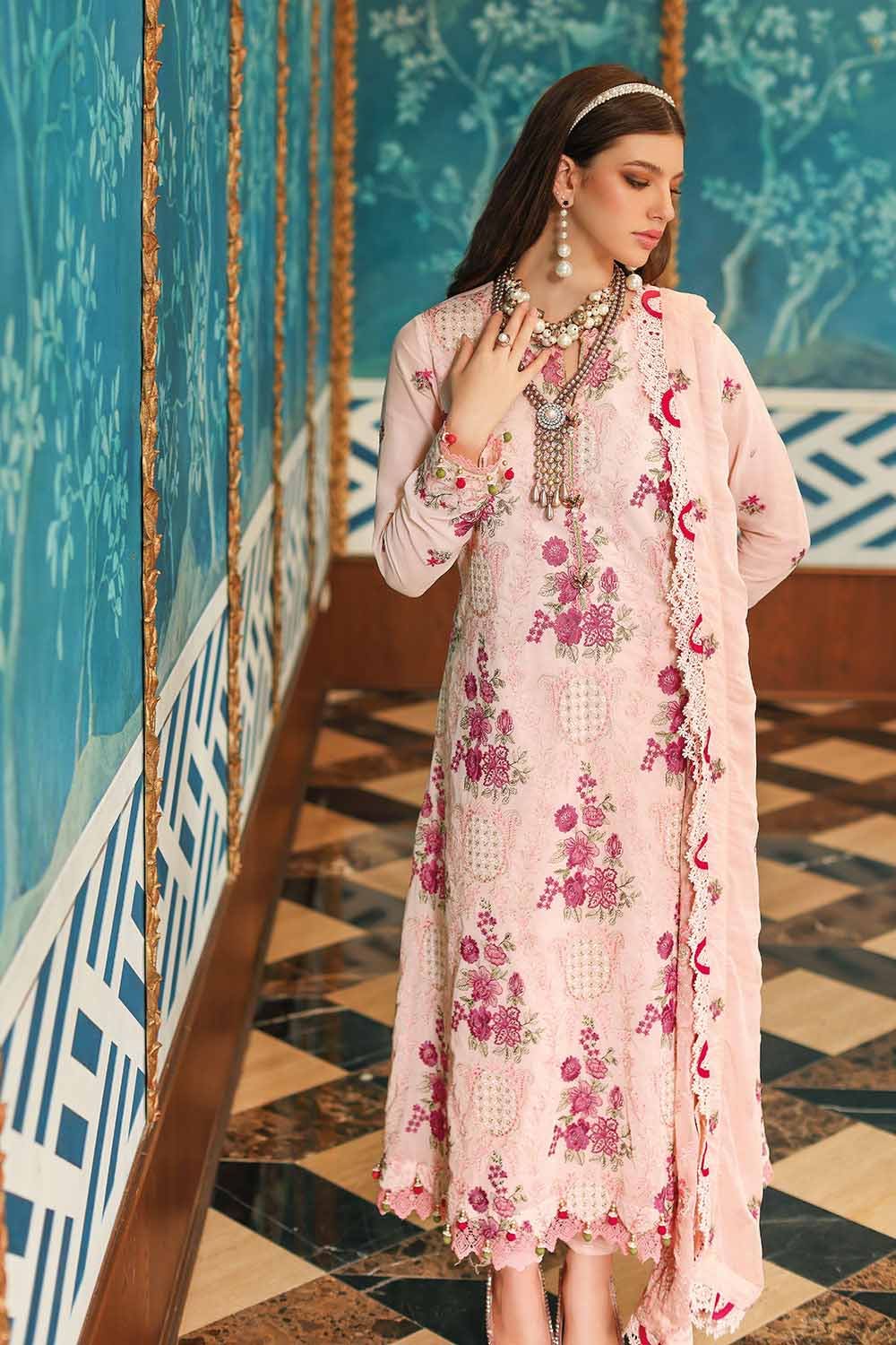 Gul Ahmed Summer 2023 - Premium Collection – 3PC Embroidered Swiss Voile Suit With Embroidered Chiffon Dupatta LSV-32006 - Image 3