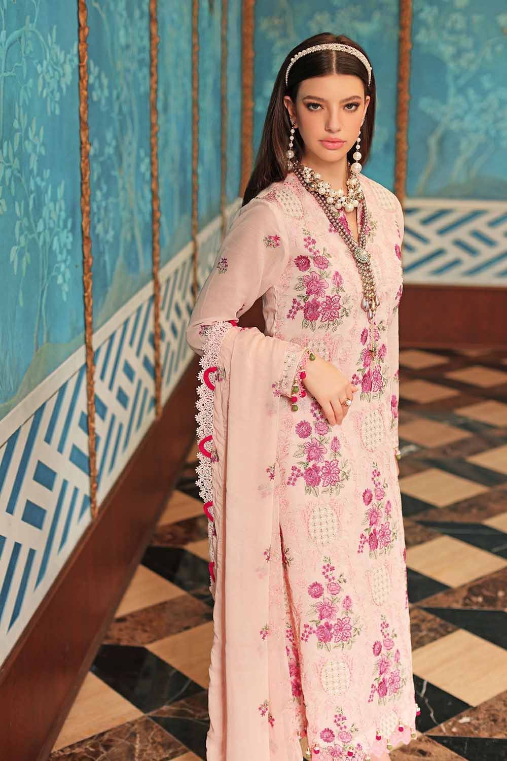 Gul Ahmed Summer 2023 - Premium Collection – 3PC Embroidered Swiss Voile Suit With Embroidered Chiffon Dupatta LSV-32006 - Image 5