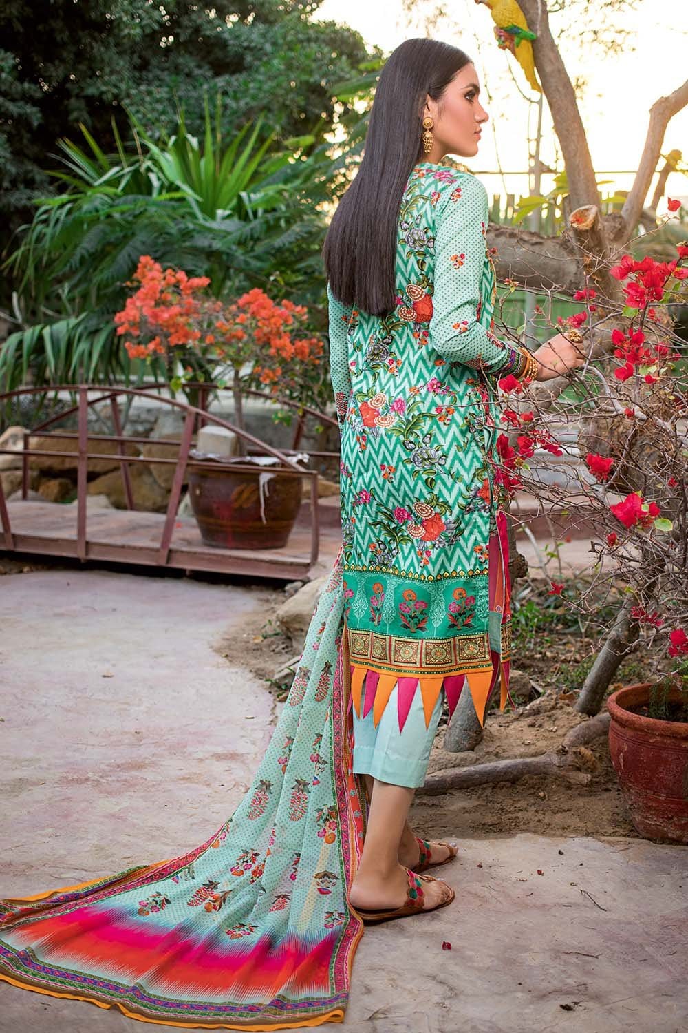Gul Ahmed Summer Premium Lawn 2021 · 3PC Unstitched Digital Printed Embroidered Lawn Suit With Digital Printed Chiffon Dupatta BM-165 - Image 2