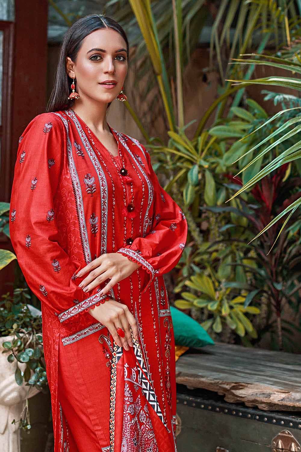 Gul Ahmed Summer Red Collection – 3PC Lawn Unstitched Printed Suit CL-32251 - Image 5