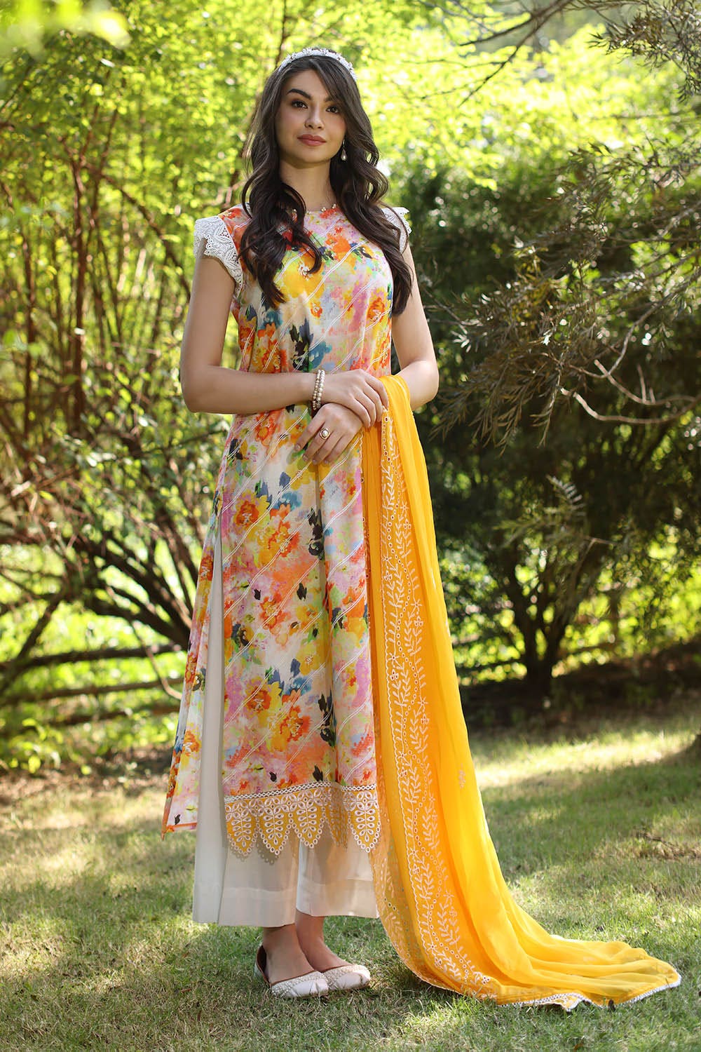 Gul Ahmed · The Joy of Summer – 3 Piece Embroidered Printed Lawn Suit with Embroidered Chiffon Dupatta PR-52002 - Image 2