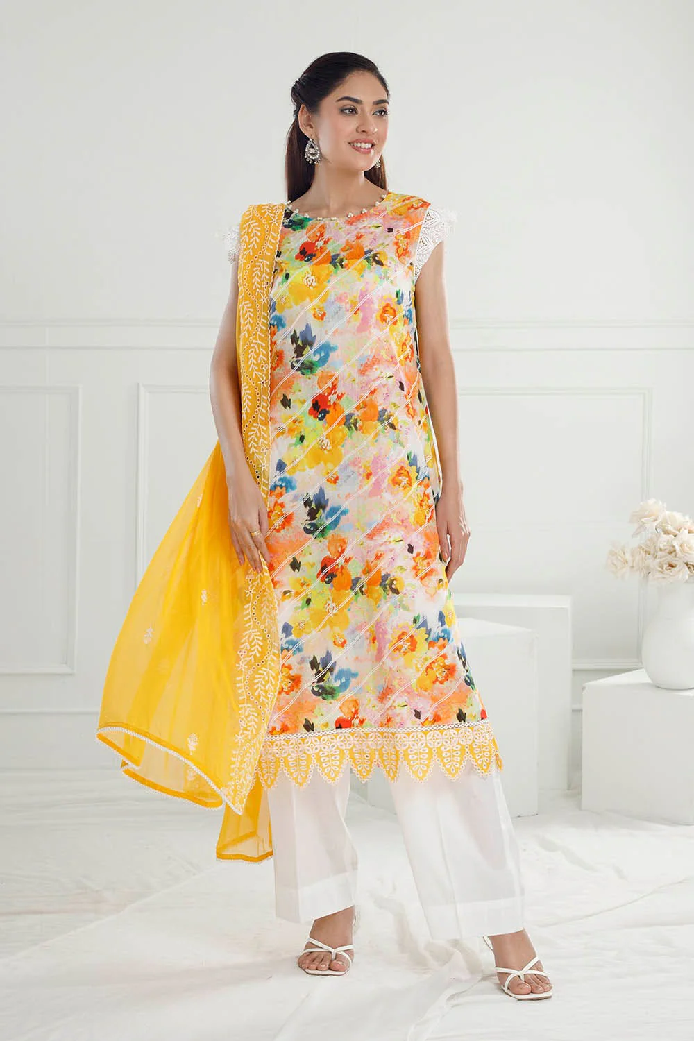 Gul Ahmed · The Joy of Summer – 3 Piece Embroidered Printed Lawn Suit with Embroidered Chiffon Dupatta PR-52002 - Image 3