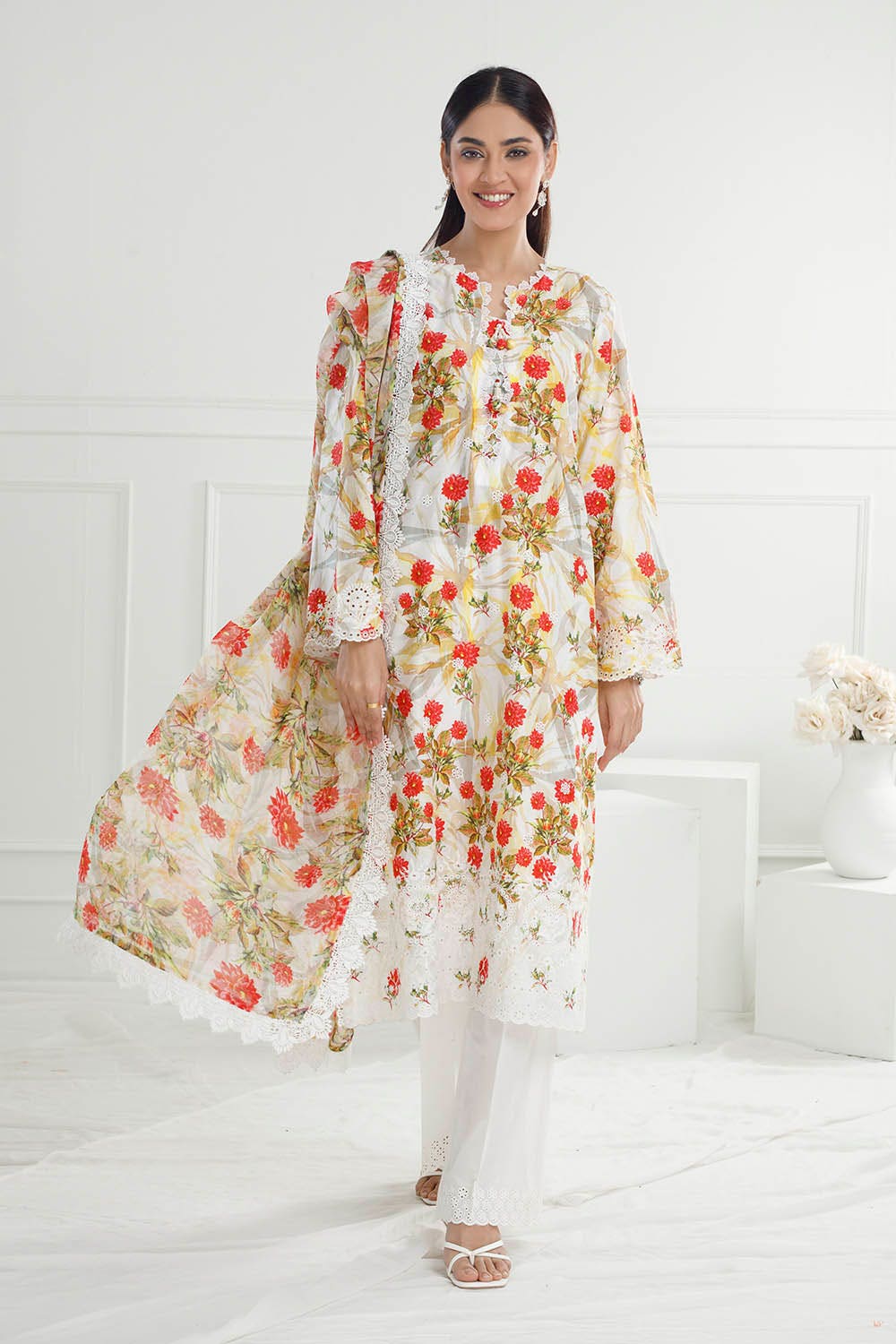 Gul Ahmed · The Joy of Summer – 3 Piece Embroidered Printed Lawn Suit with Printed Chiffon Dupatta PR-52006 - Image 5