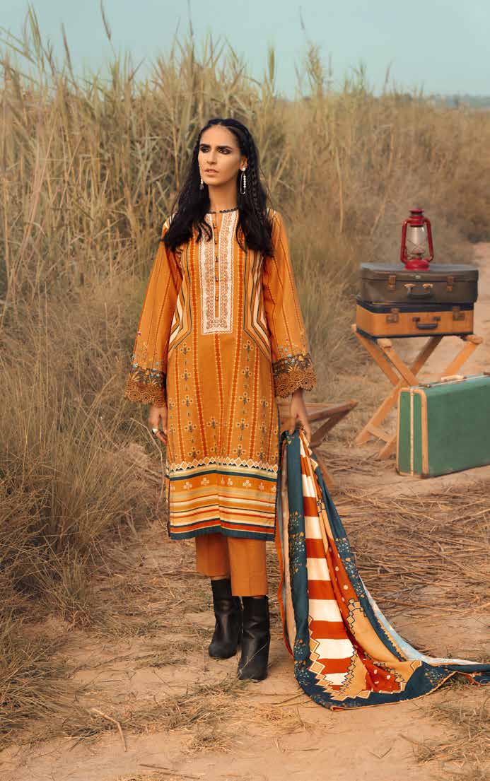 Gul Ahmed Winter Collection 2021 · 3 PC Khaddar Suit with Cotton Linen Dupatta – CV-12002