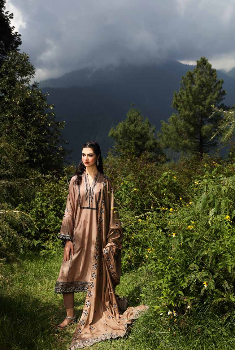 Gul Ahmed Winter Collection 2021 · 3 PC Khaddar Suit with Pashmina Shawl – AP-12040