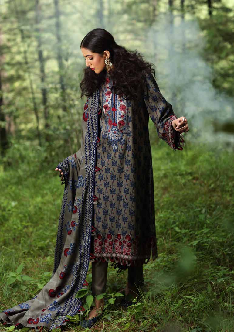 Gul Ahmed Winter Collection 2021 · 3 PC Twill Linen Suit with Twill Linen Dupatta – LT-12013