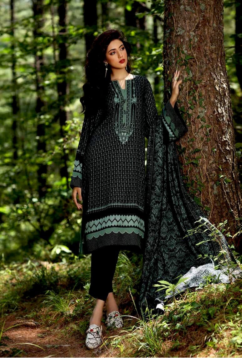 Gul Ahmed Winter Collection 2021 · 3 PC Twill Linen Suit with Twill Linen Dupatta – LT-12022