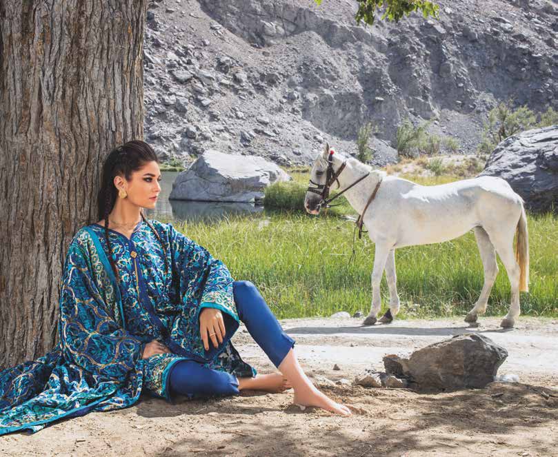 Gul Ahmed Winter Collection 2021 · 3 PC Velvet Suit with Velvet Dupatta – BVL-12012B - Image 2