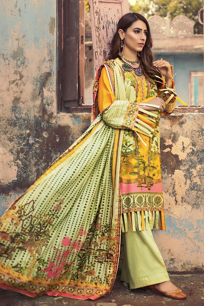 Gul Ahmed Winter Collection – 3 PC Corduroy suit With Cotton Net Dupatta CD-39 - Image 2