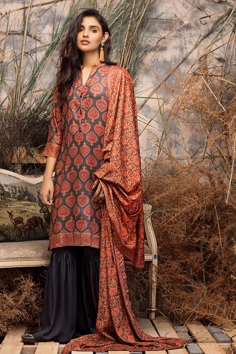 Gul Ahmed Winter Collection – 3 PC Digital Printed Twill Linen Suit LT-20 - Image 3