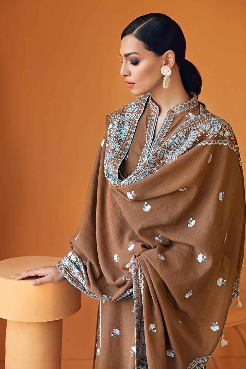 Gul Ahmed Winter Collection – 3 PC Embroidered Suit with Karandi Dupatta ADE-10 - Image 3