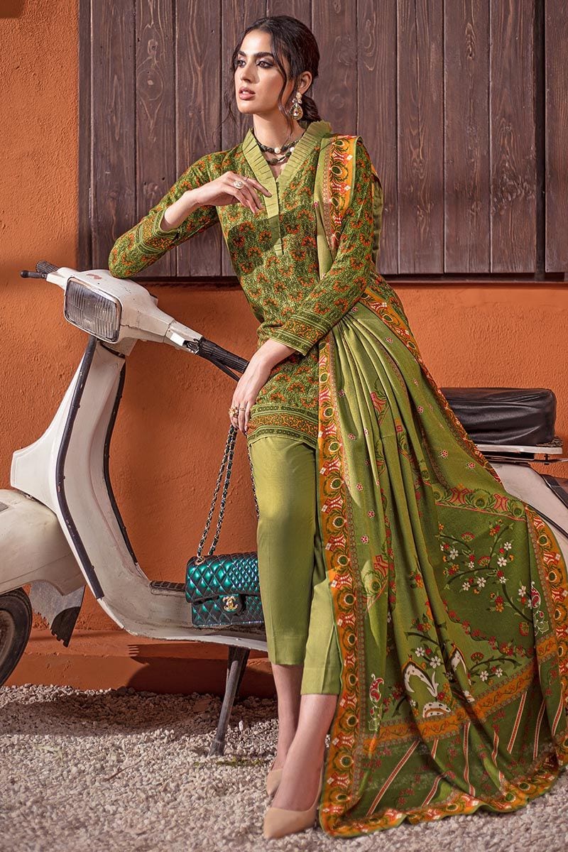 Gul Ahmed Winter Collection – 3 PC Twill Linen Suit with Pashmina Shawl AP-36 - Image 3