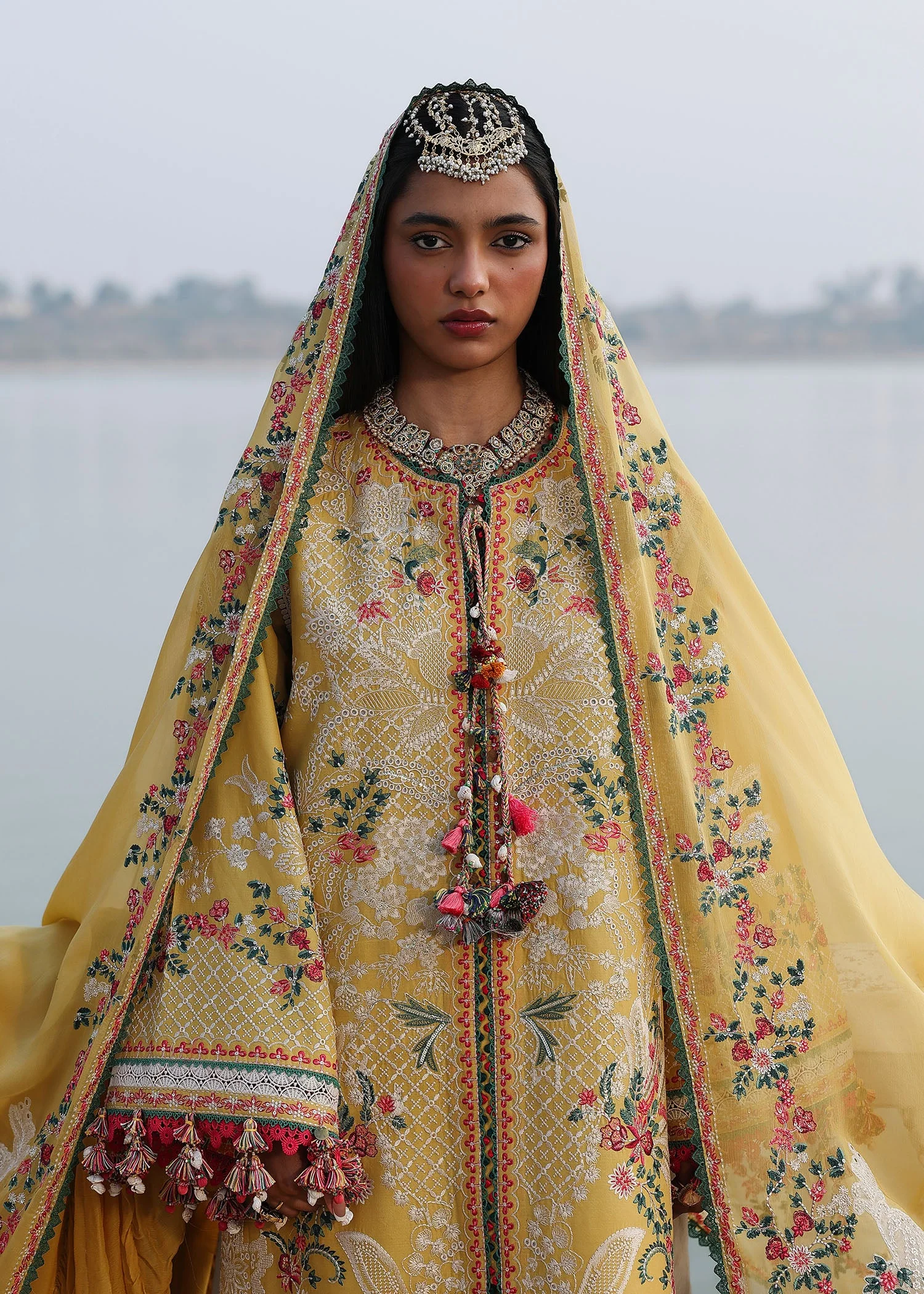 Hussain Rehar Luxury Lawn Eid Edit – Ochre - Image 4