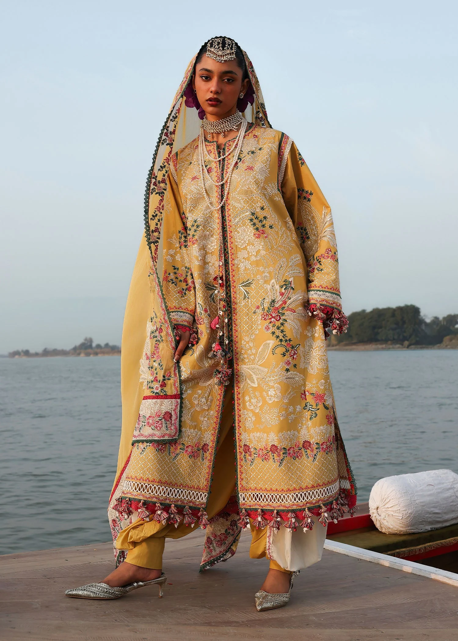 Hussain Rehar Luxury Lawn Eid Edit – Ochre - Image 5