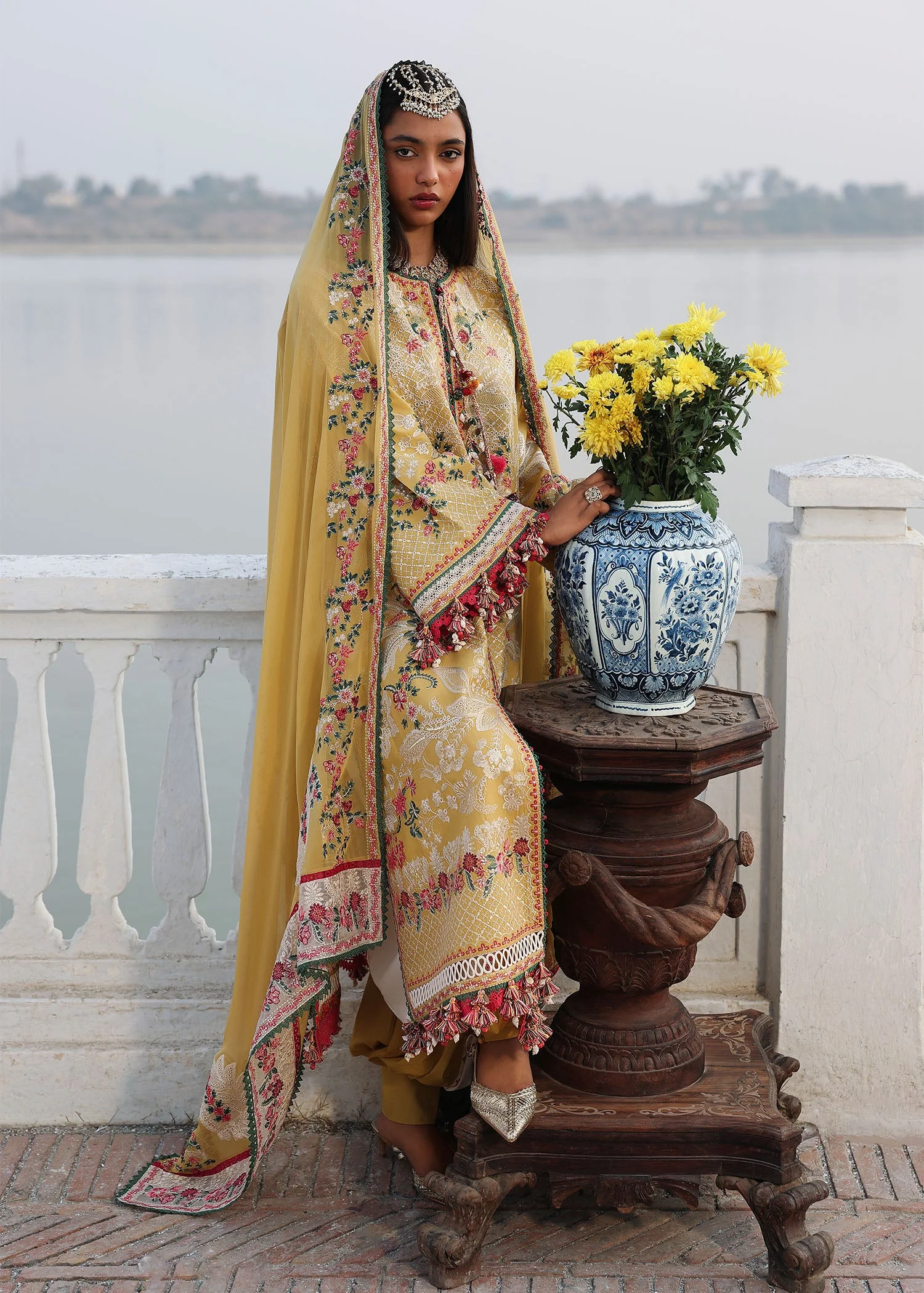 Hussain Rehar Luxury Lawn Eid Edit – Ochre - Image 7