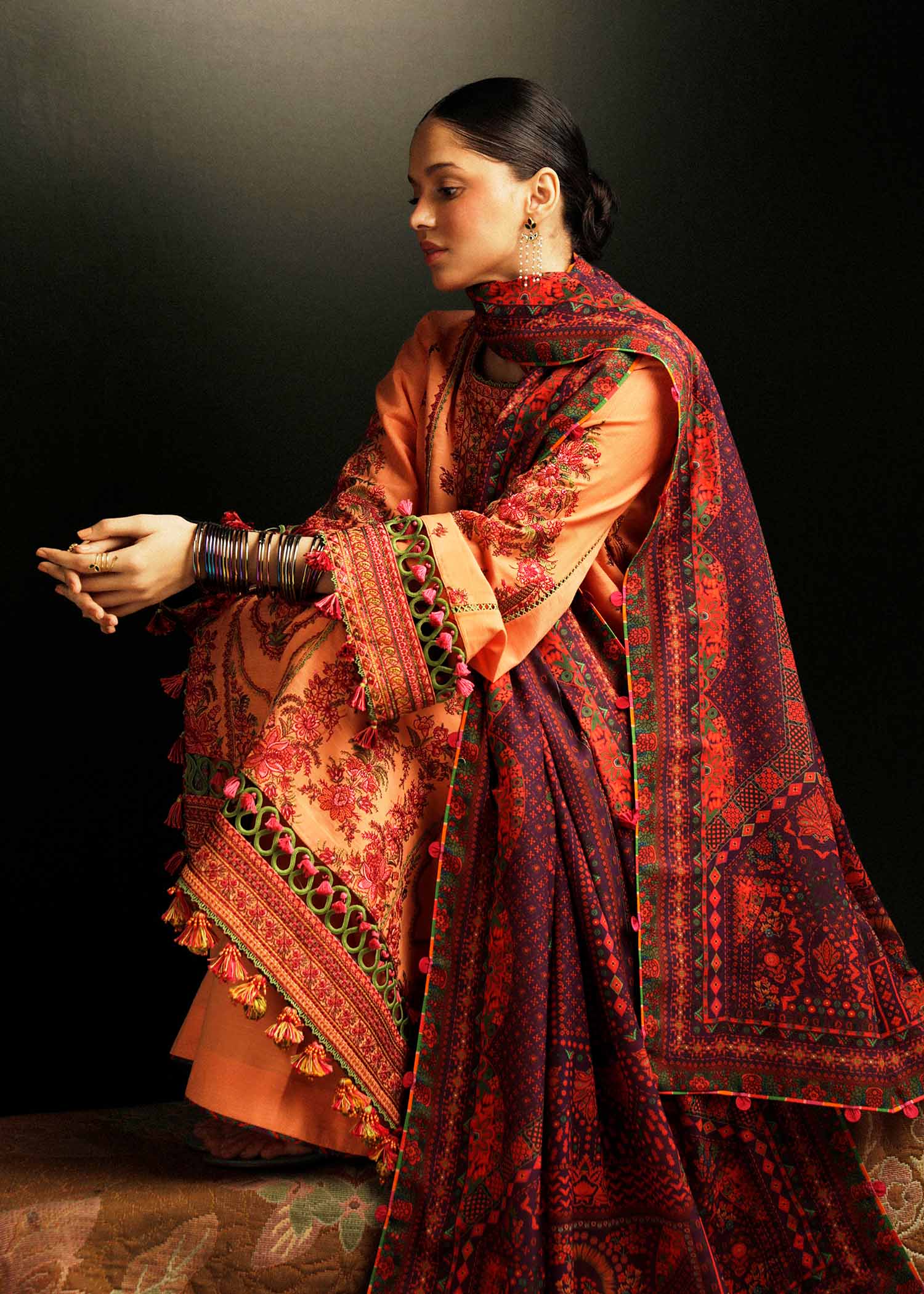 Hussain Rehar Winter Collection with Shawl – Sunrise - Image 2