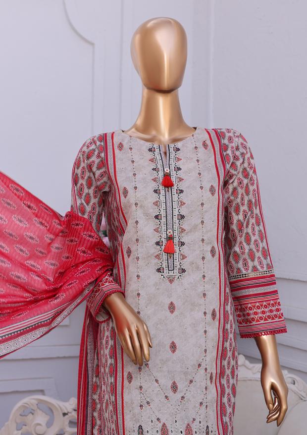 HZ Aashkaar RTW/Stitched Printed Embroidered Lawn 3PC Suit – D-13 - Image 2
