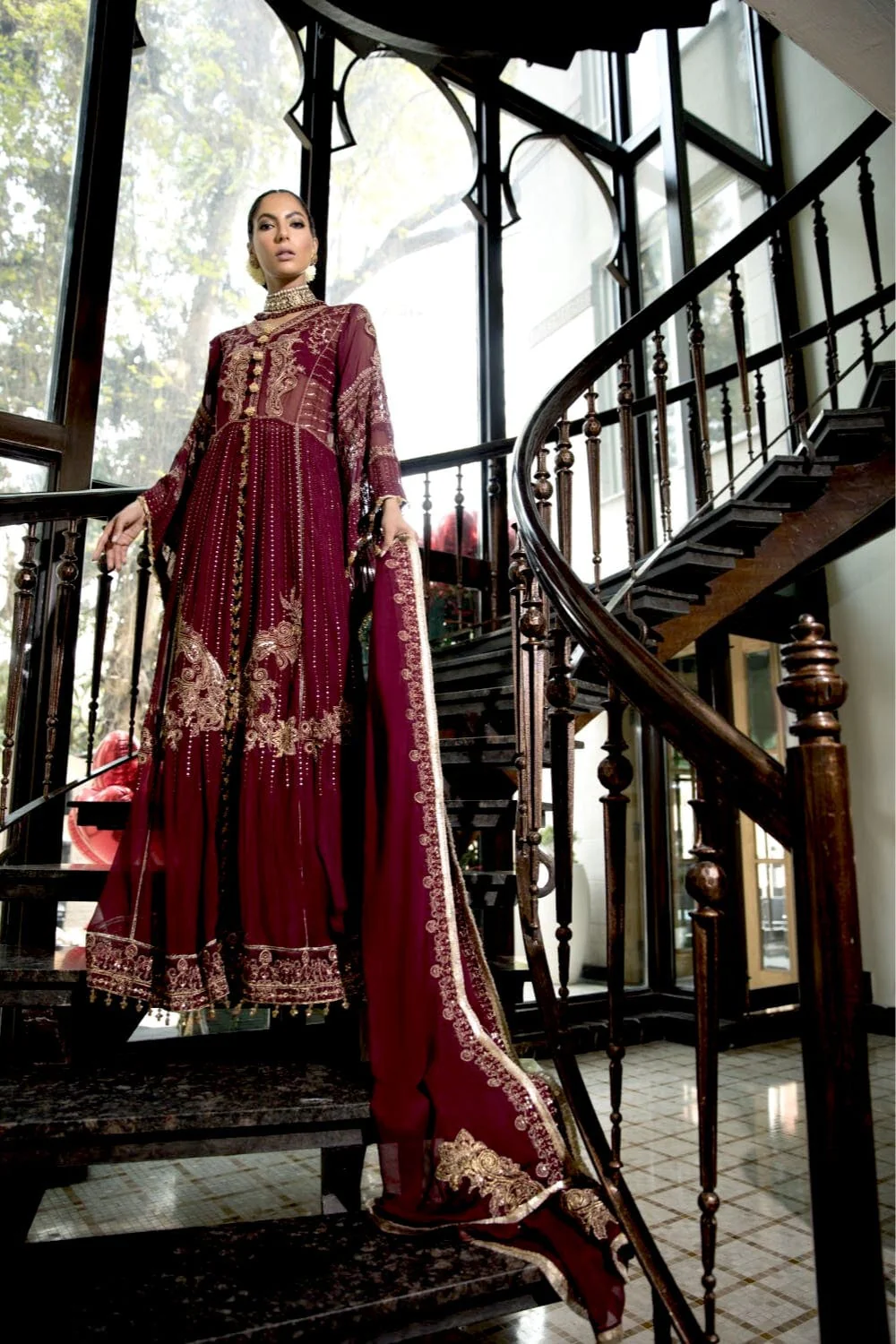 Ittehad Wedding Chiffon Collection 2021 – Borgundy Sienna - Image 5