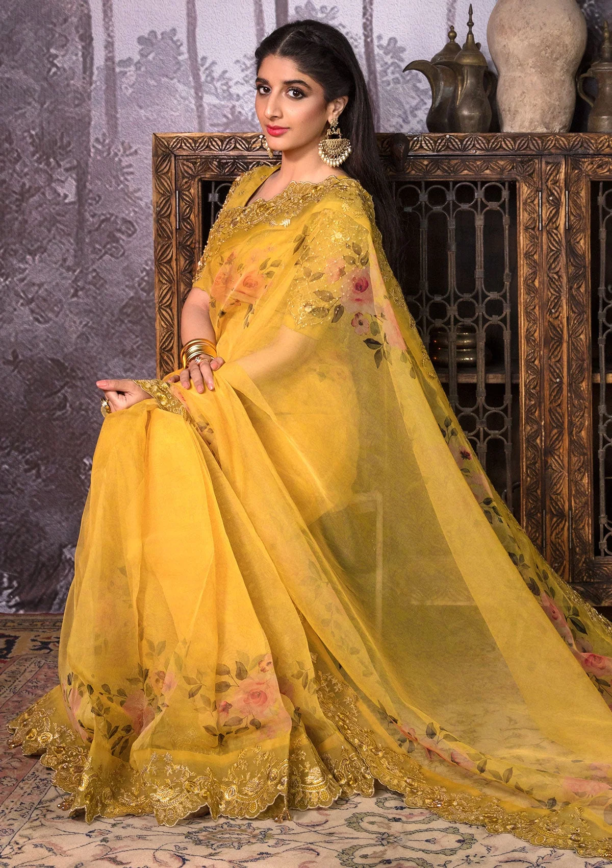 Jahan Aara by Nayab Unstitched Saree Collection – NS 004 Kayseriya - Image 3
