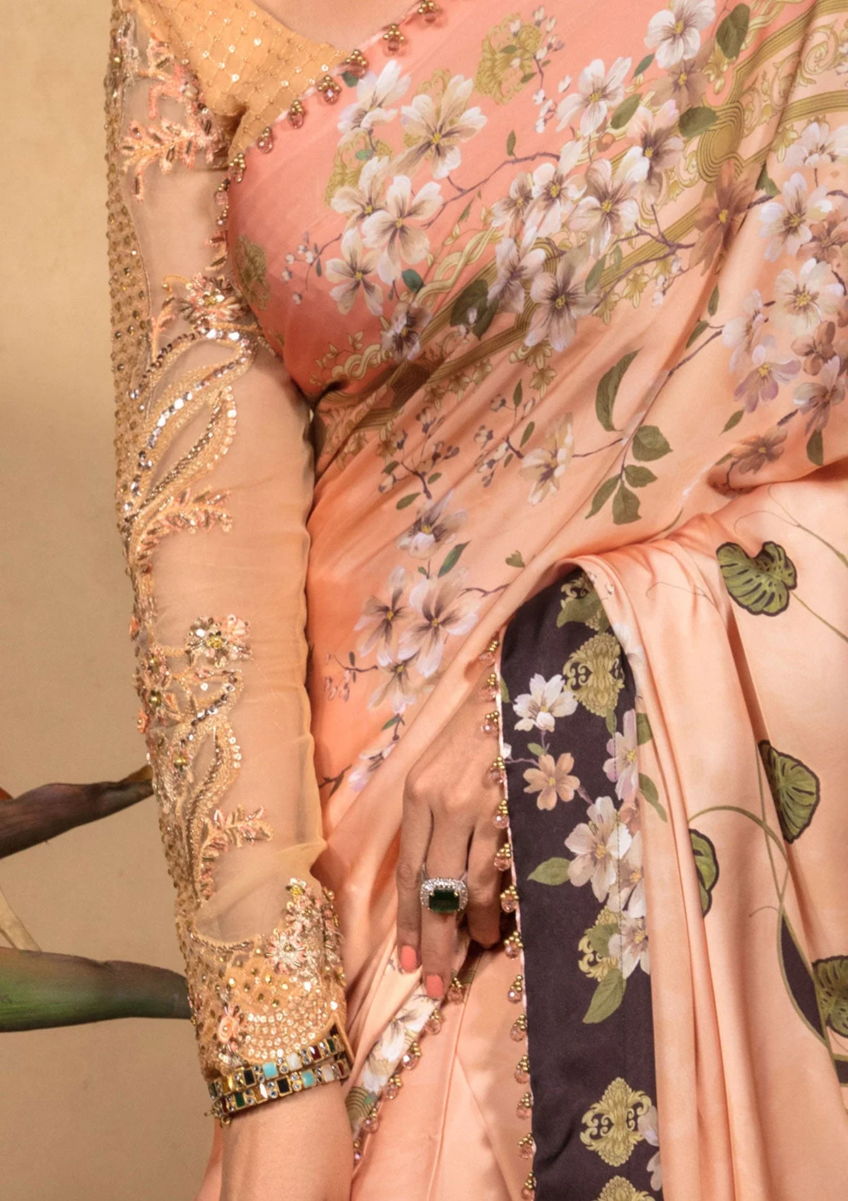 Jahan Aara by Nayab Unstitched Saree Collection – NS 005 Mira - Image 5