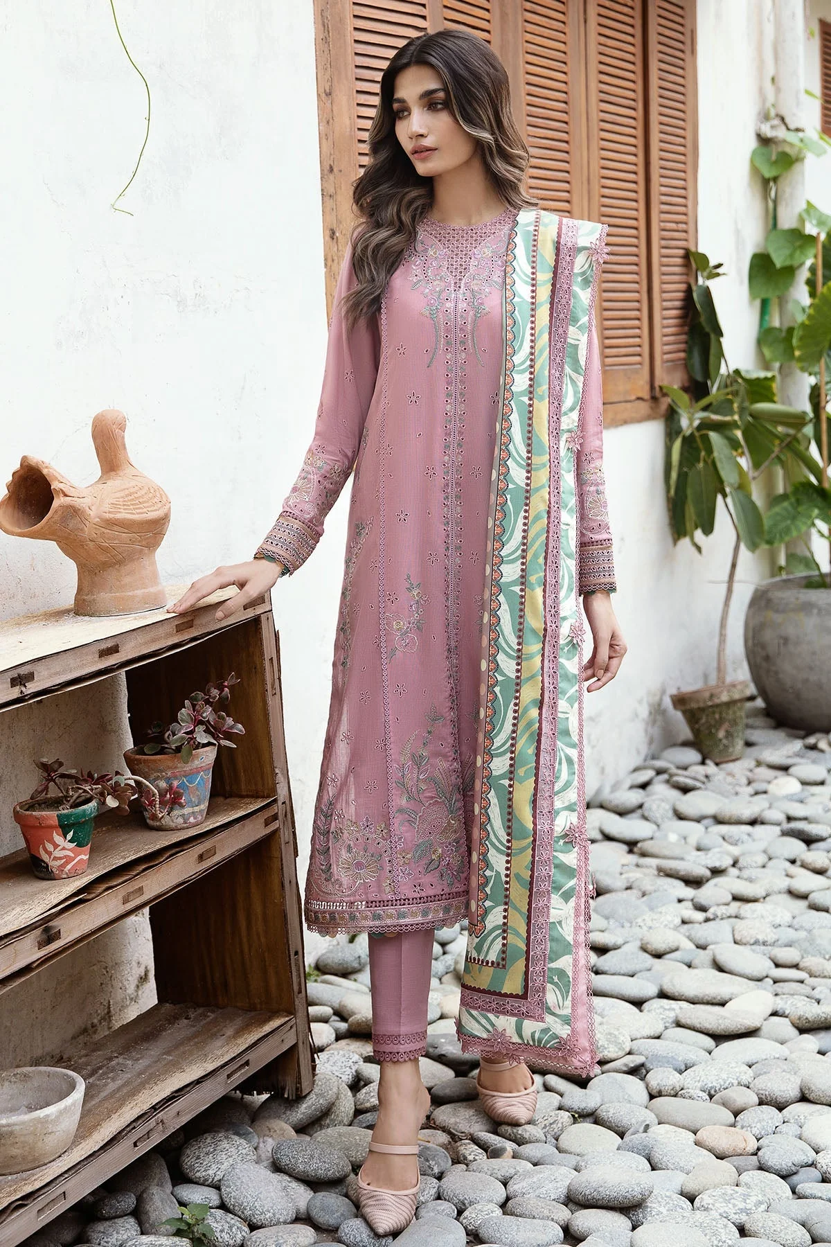 Jazmin Iris Fall Winter Collection 2023 – Embroidered Fine Slub IW23-D3 - Image 3