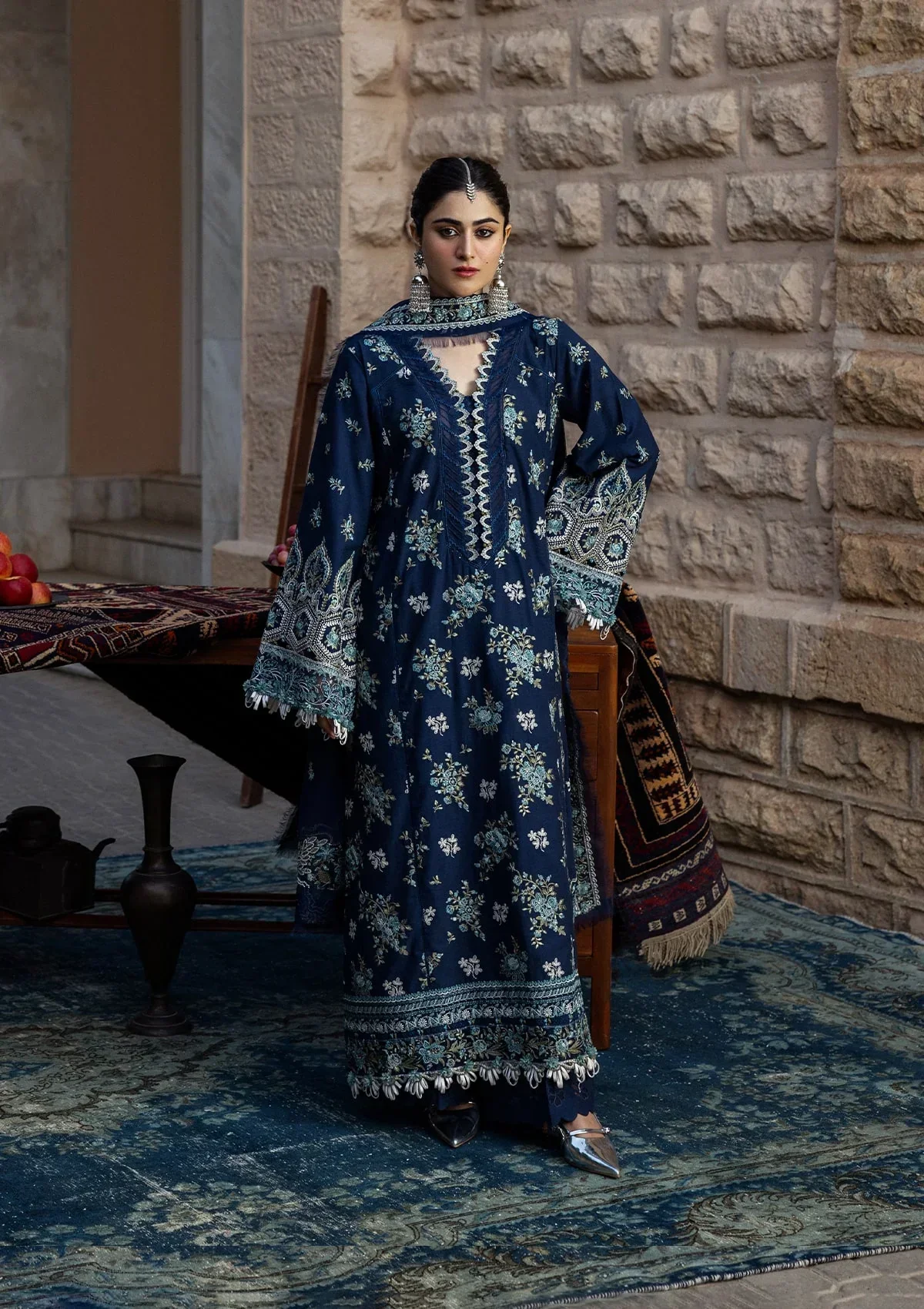 Kahf Karandi with Embroidered Chiffon – KKH-02 AZURE BLUE - Image 7
