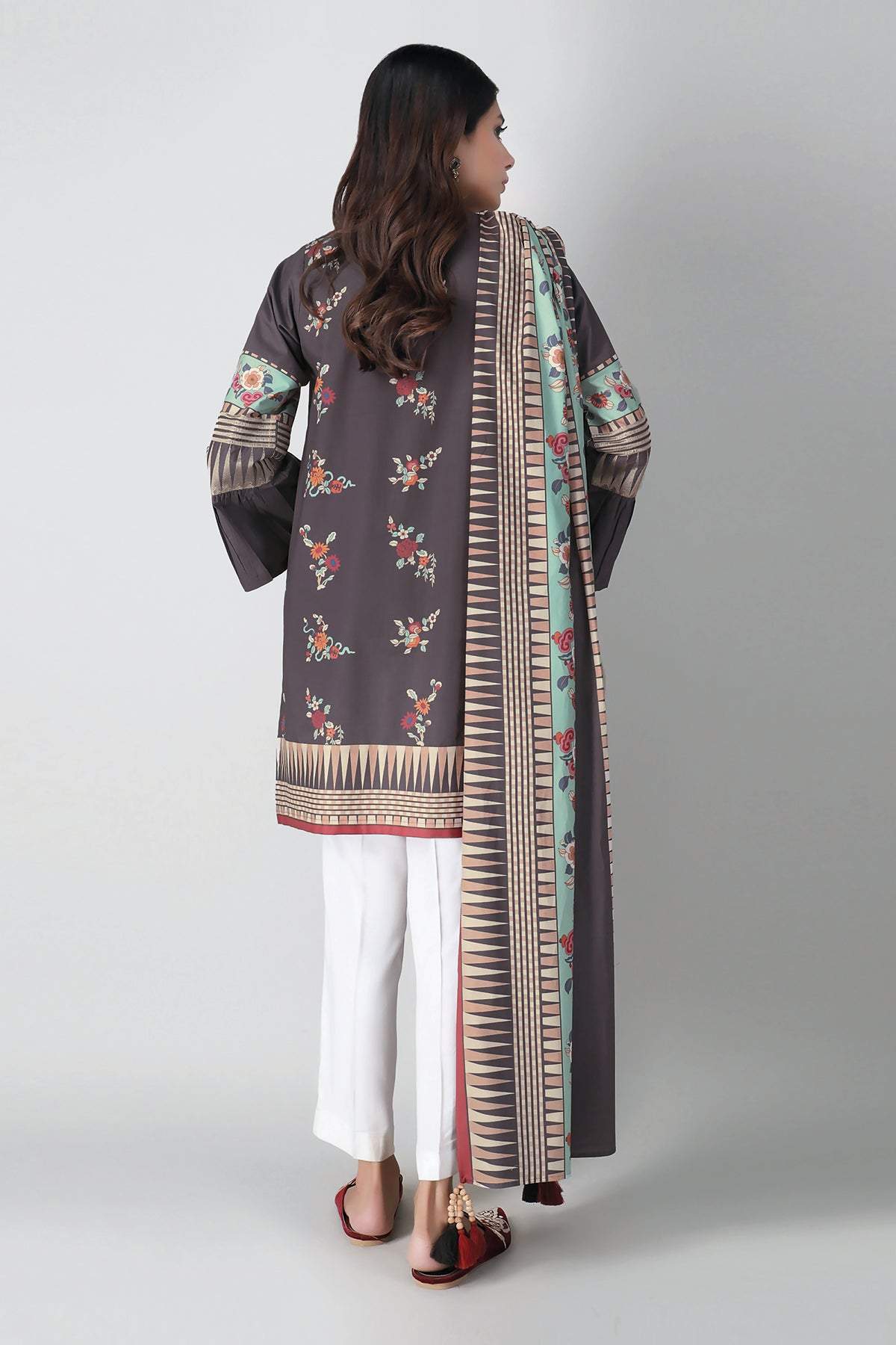 Khaadi Spring Collection 2021 – 2PC Suit · Embroidered Kameez Dupatta · M21106 Black - Image 2