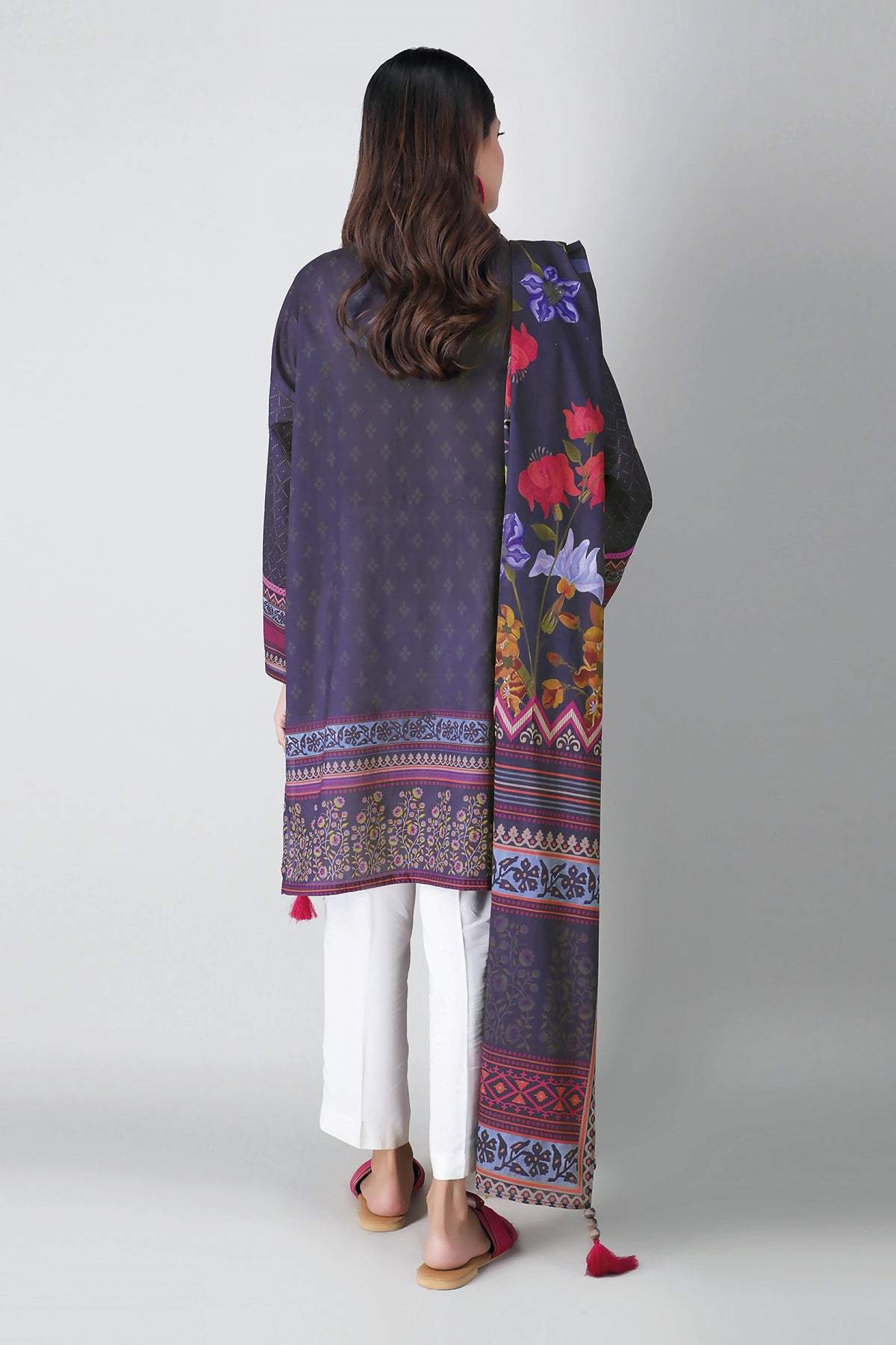 Khaadi Spring Collection 2021 – 2PC Suit · Embroidered Kameez Dupatta · M21107 Blue - Image 2