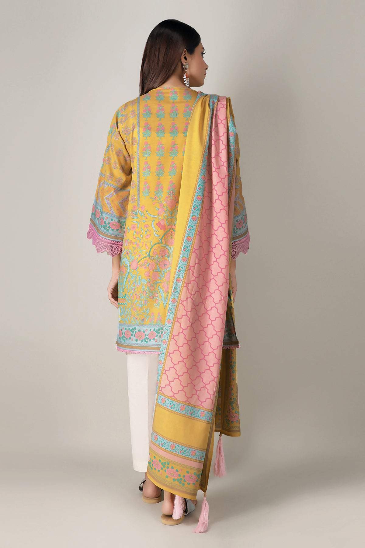 Khaadi Spring Collection 2021 – 2PC Suit · Printed Kameez Dupatta · L21101 Yellow - Image 2