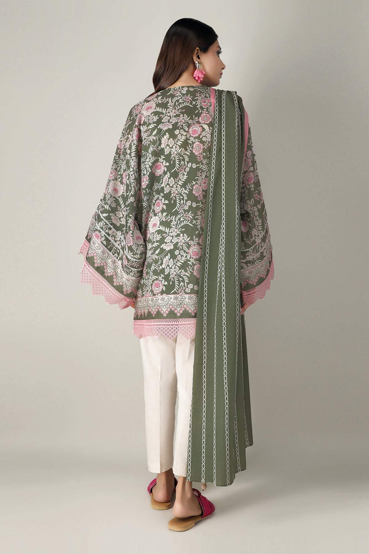 Khaadi Spring Collection 2021 – 2PC Suit · Printed Kameez Dupatta · L21110 Green - Image 2