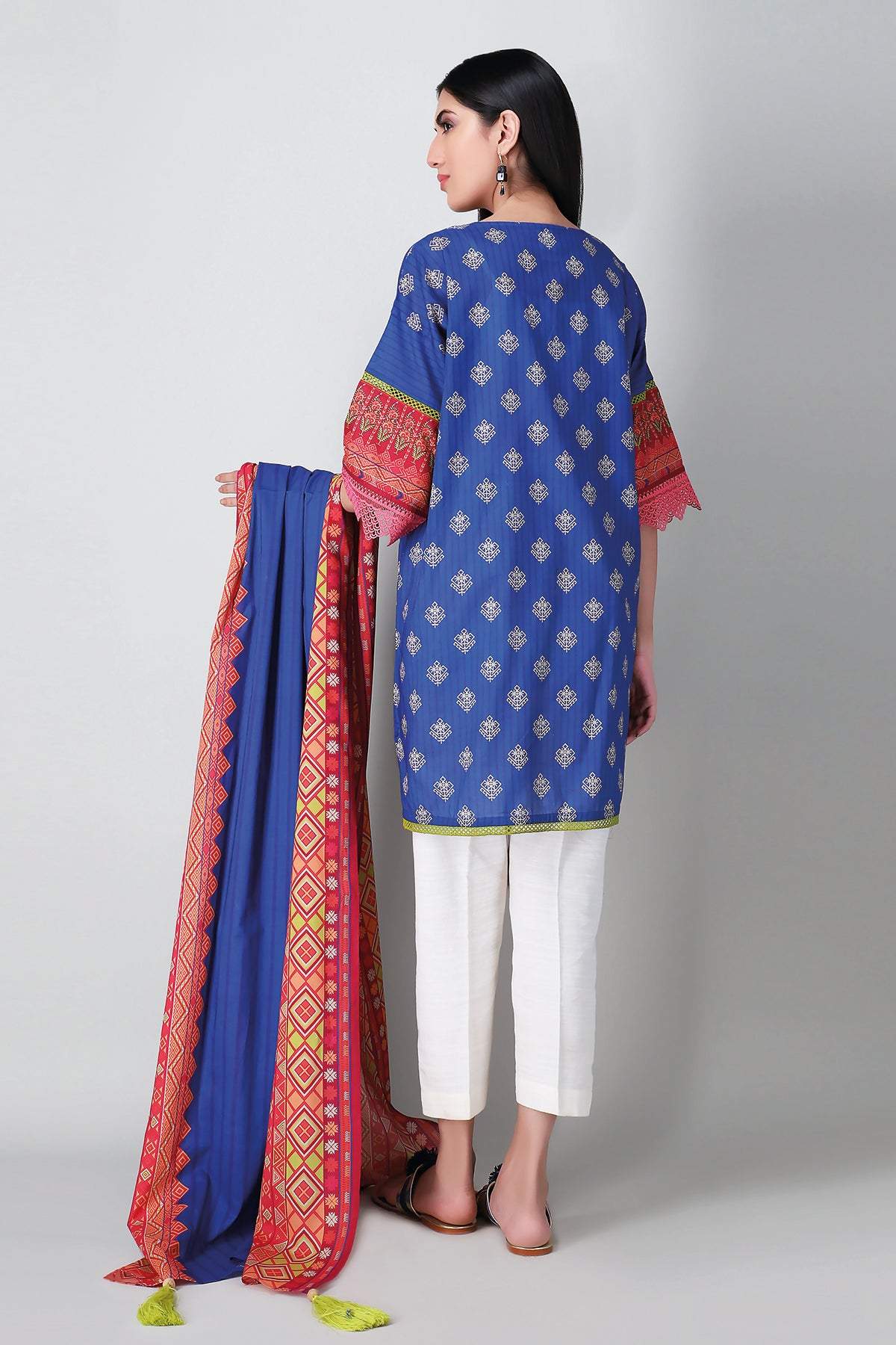 Khaadi Spring Collection 2021 – 2PC Suit · Printed Kameez Dupatta · L21118 Blue - Image 2