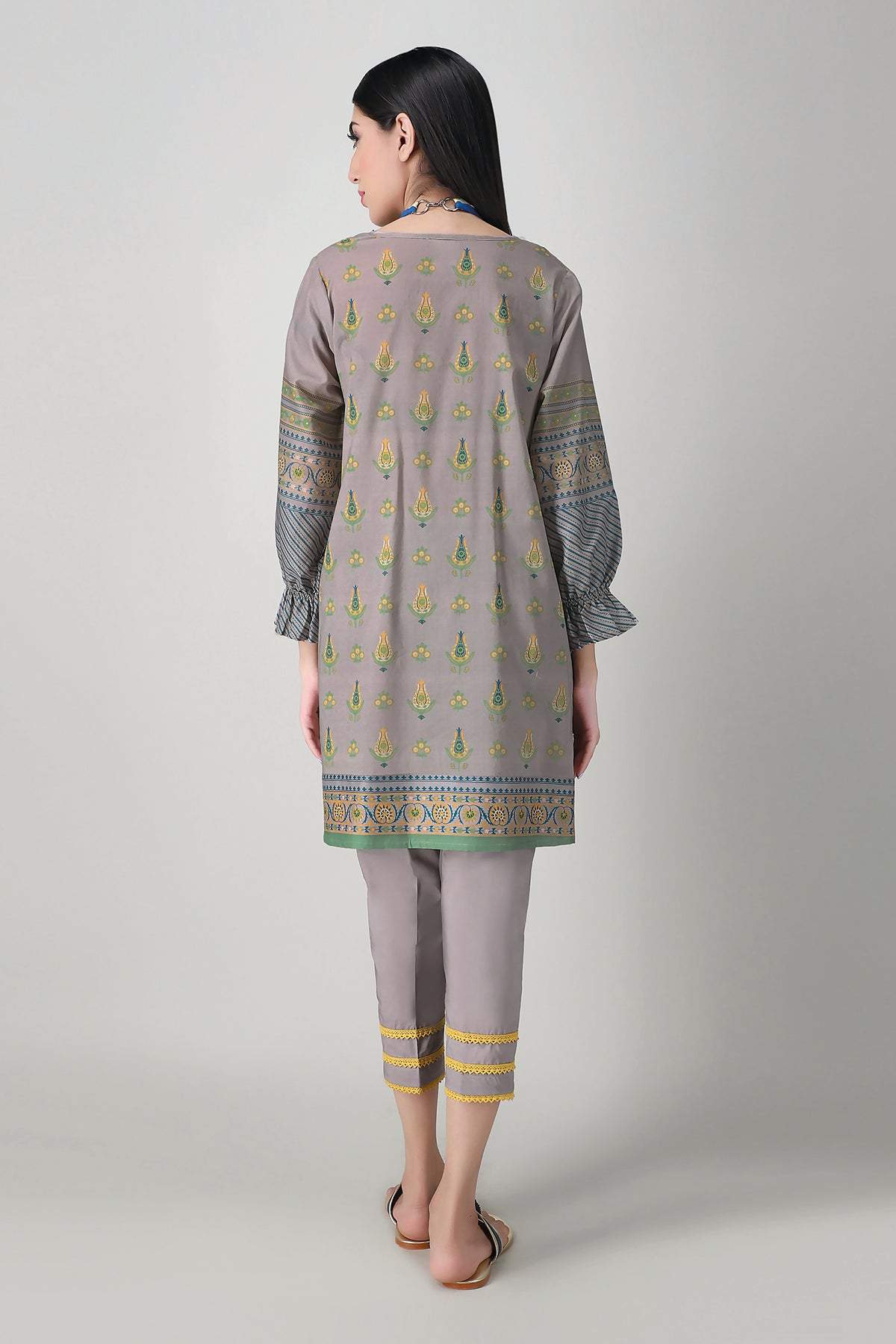 Khaadi Spring Collection 2021 – 2PC Suit · Printed Kameez Pants · J21110 Grey - Image 2