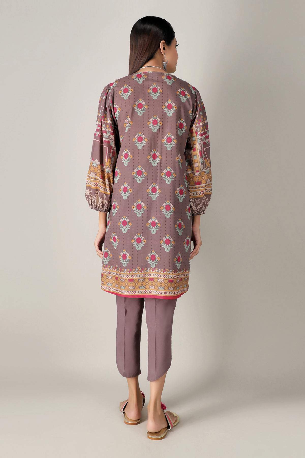 Khaadi Spring Collection 2021 – 2PC Suit · Printed Kameez Pants · J21112 Brown - Image 2