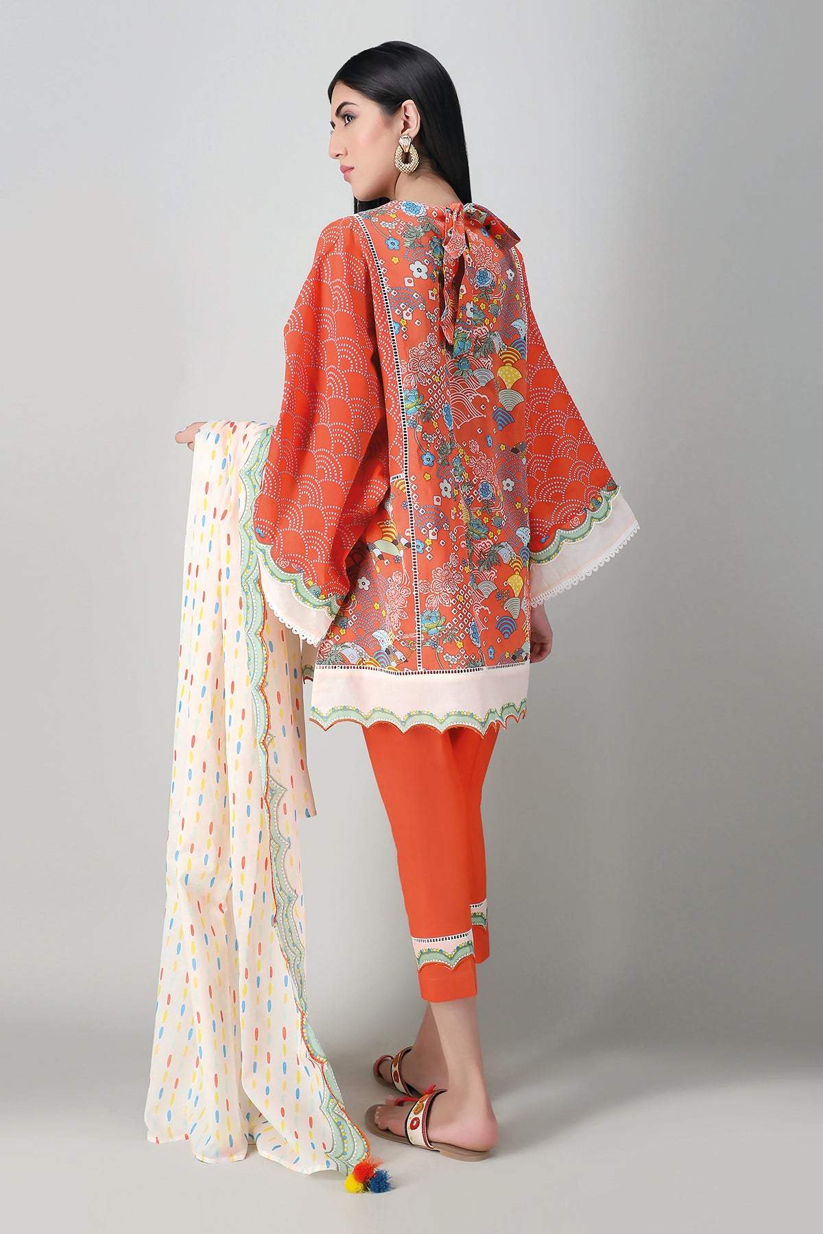 Khaadi Spring Collection 2021 – 3PC Suit · Printed Suit · A21109 Orange - Image 2