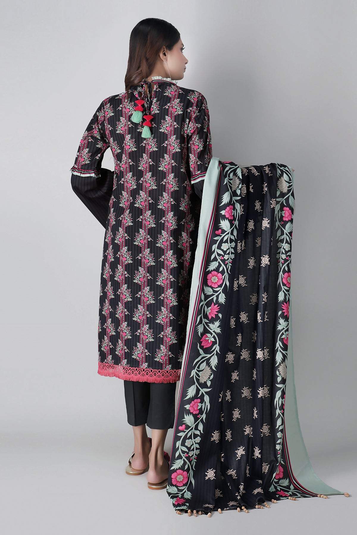 Khaadi Spring Collection 2021 – 3PC Suit · Printed Suit · A21124 Black - Image 2