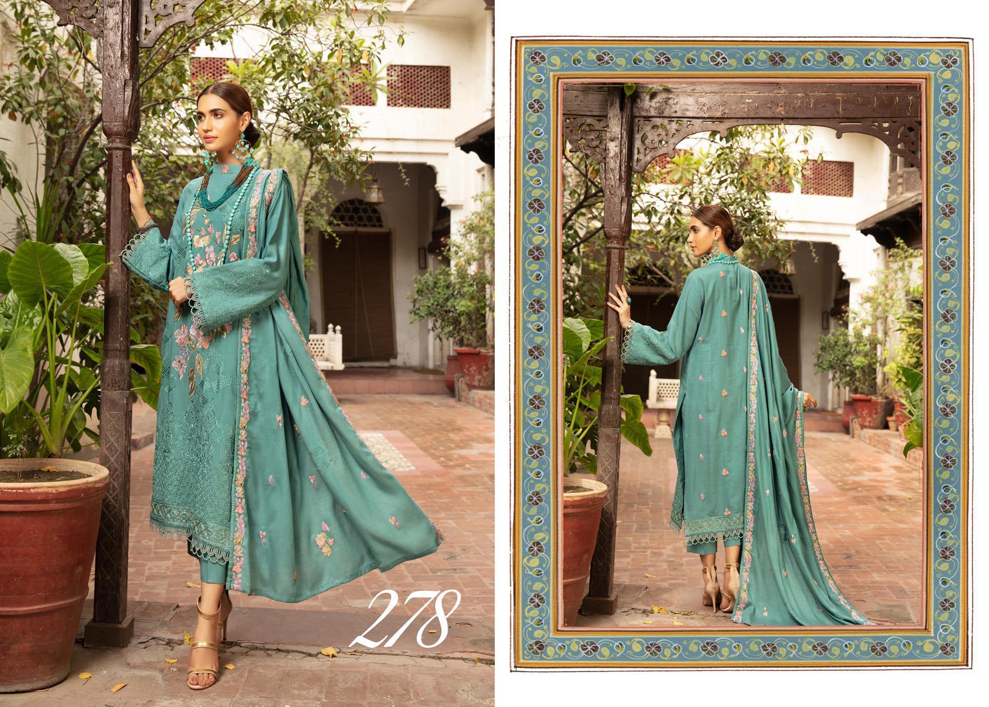 Khoobseerat by Shaista - Peach Embroidery Winter Collection (with Wool Shawl) – DN-278 - Image 3