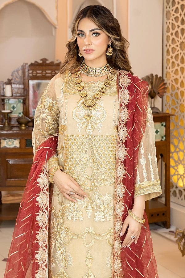 La Bella by Imrozia Embroidered Chiffon Collection – L-237 Golden Glory - Image 5