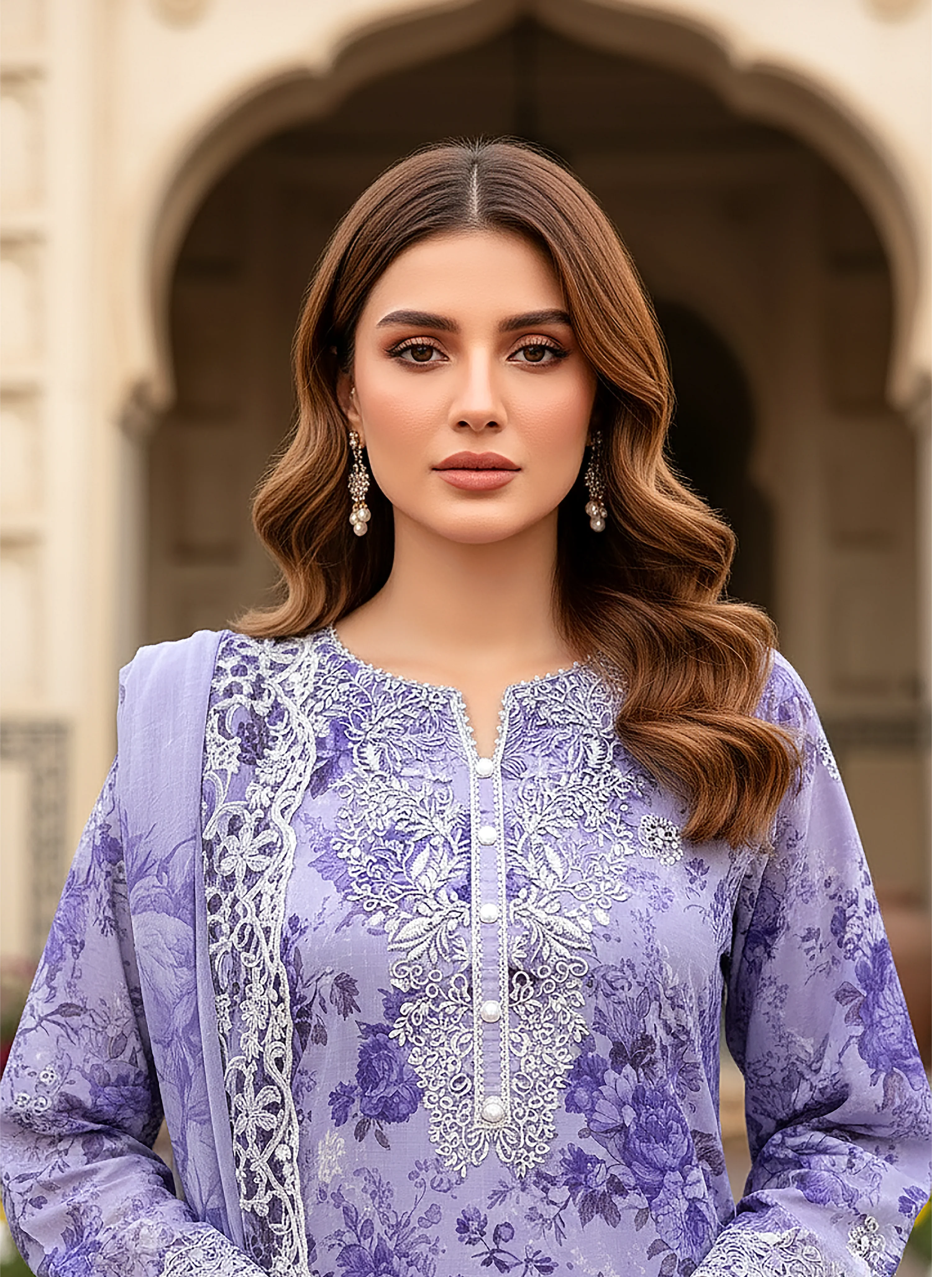 Lakhany Summer – Embroidered With Cutwork Dupatta LG-RK-0113 - Image 4
