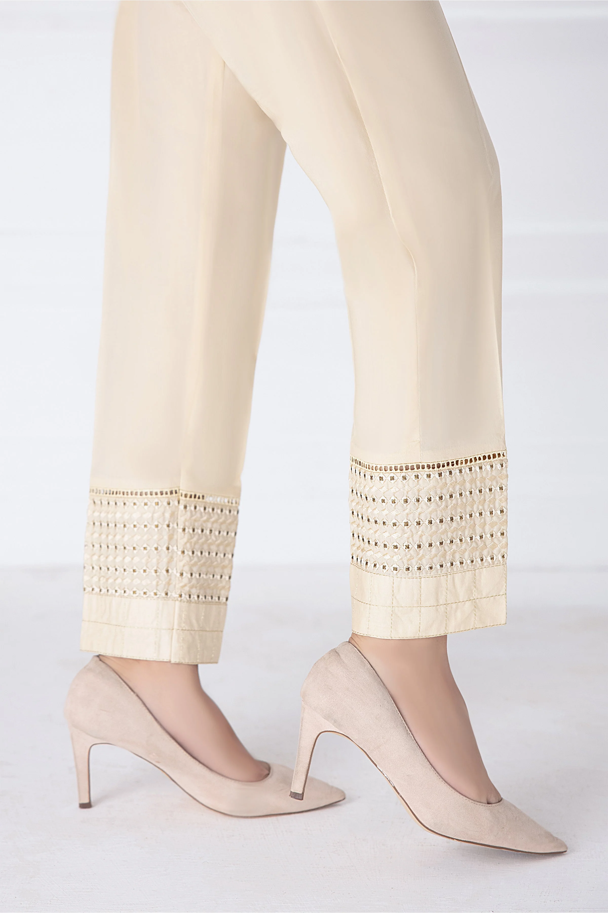 LSM Lakhany 1 Piece Embroidered Cambric Stitched Trouser – T-2844 (BG) - Image 2