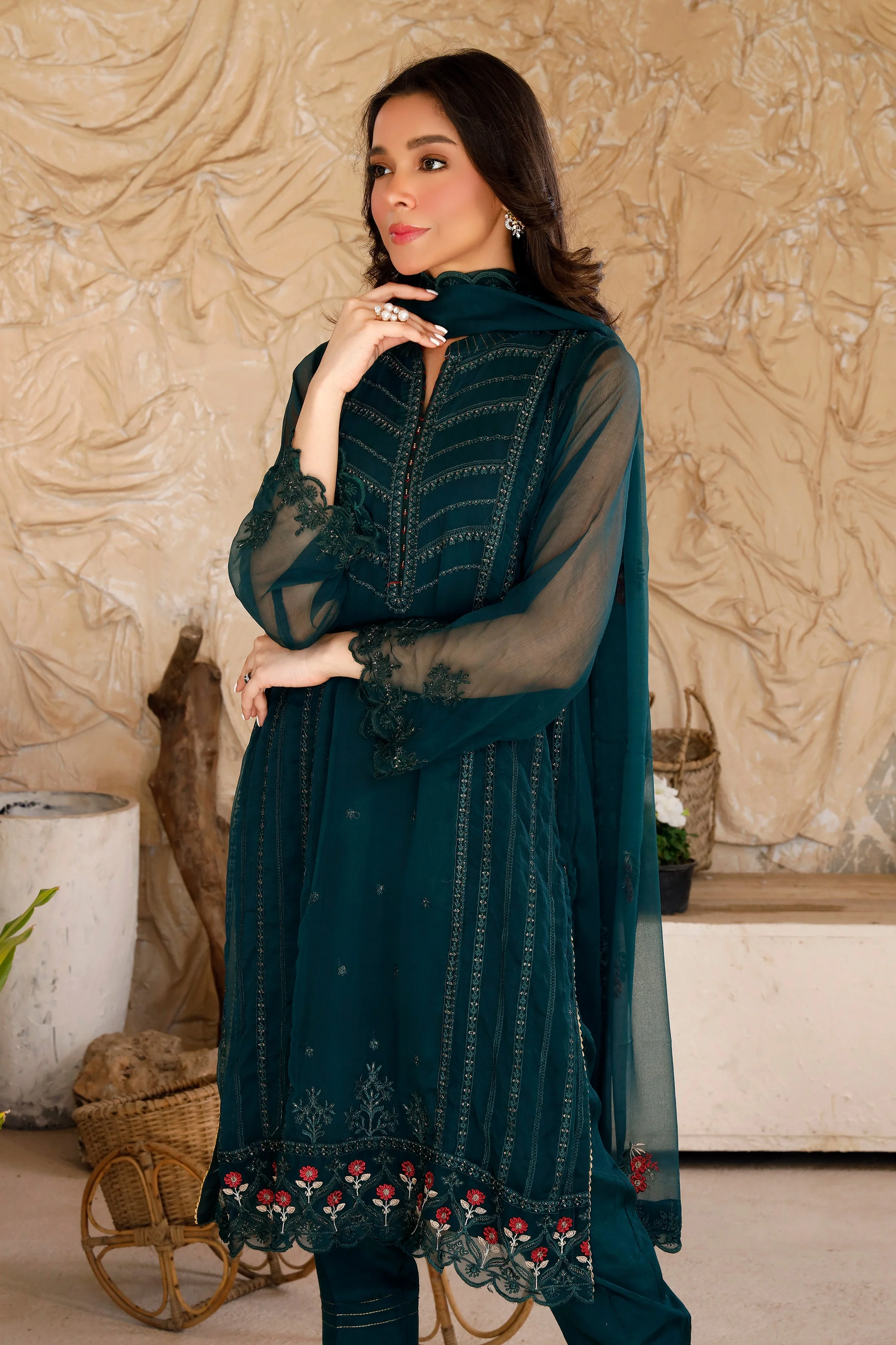 LSM Lakhany Pret/Stitched – Embroidered Chiffon LG-IZ-0054 - Image 5
