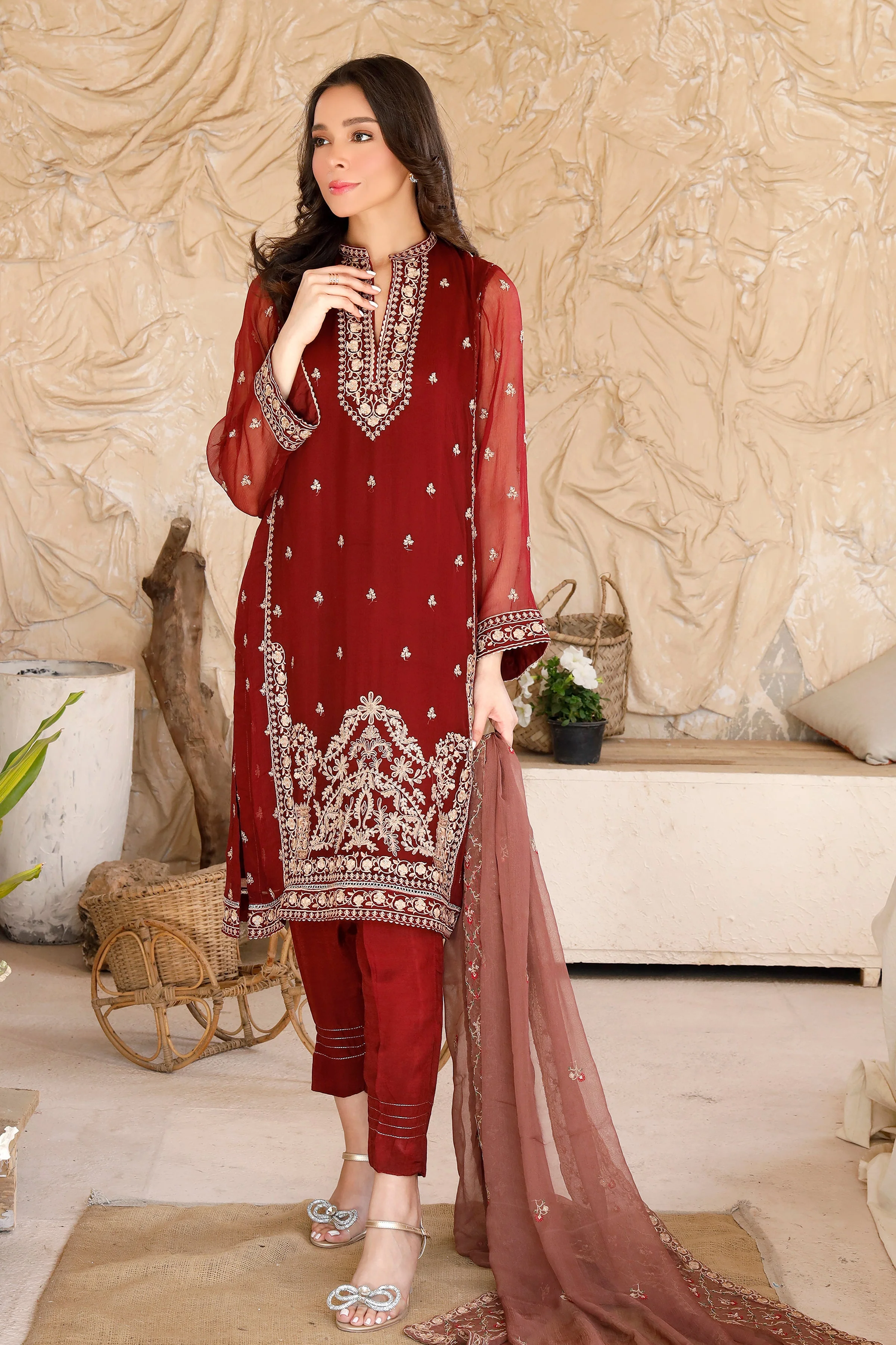 LSM Lakhany Pret/Stitched – Embroidered Chiffon LG-IZ-0057 - Image 2