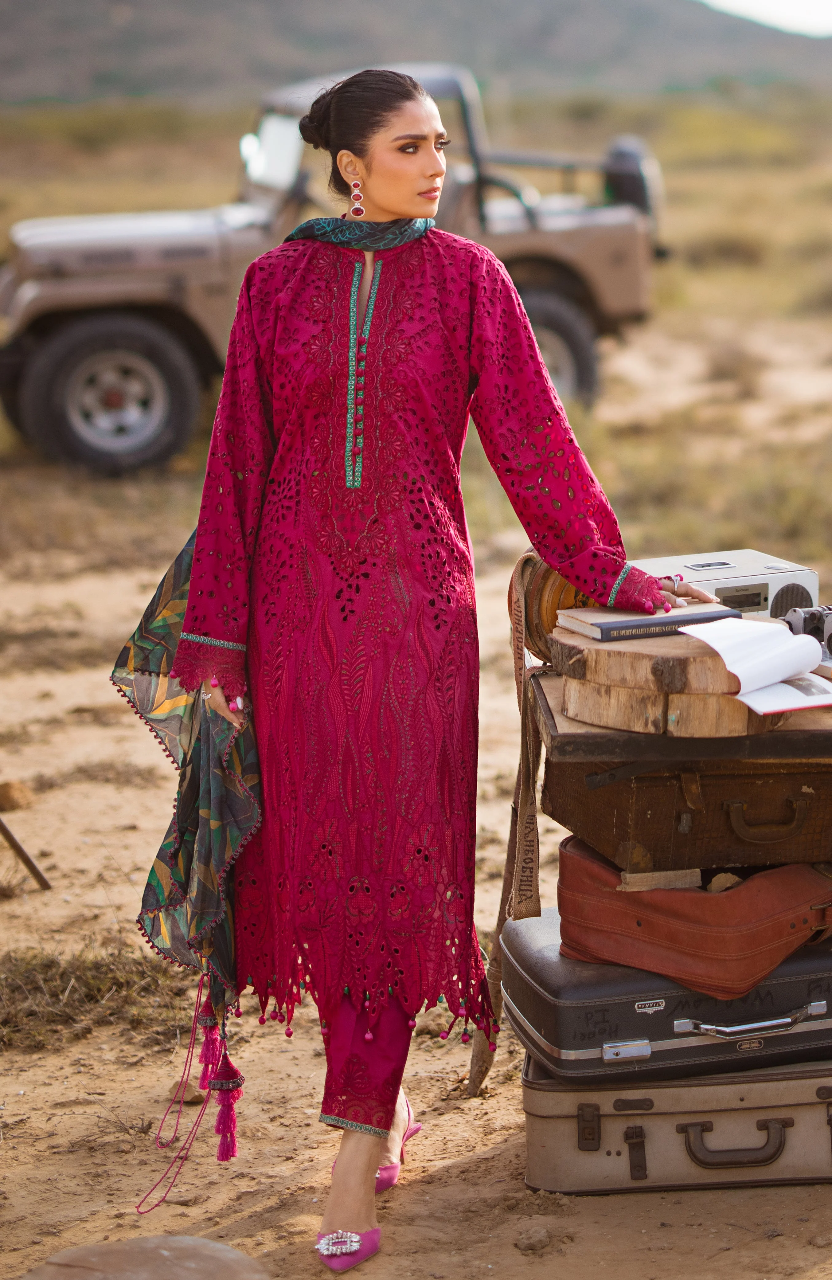 Mahiymaan Eid Edit Lawn Collection – MLL-24-08 Regal Raspberry - Image 3