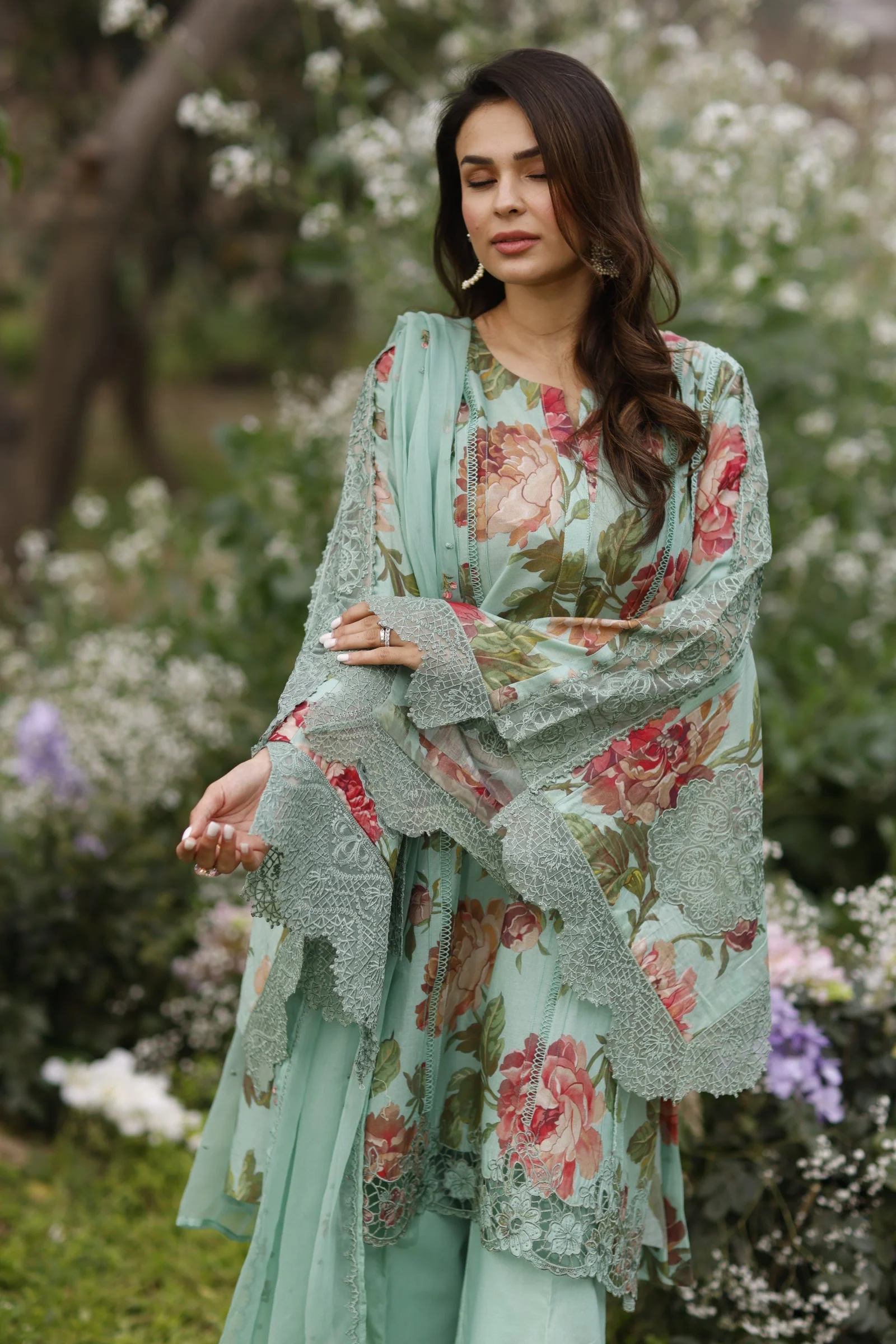 Manara by Maria Asif Baig - Vintage Flora Lawn Collection – OPALIA - Image 7